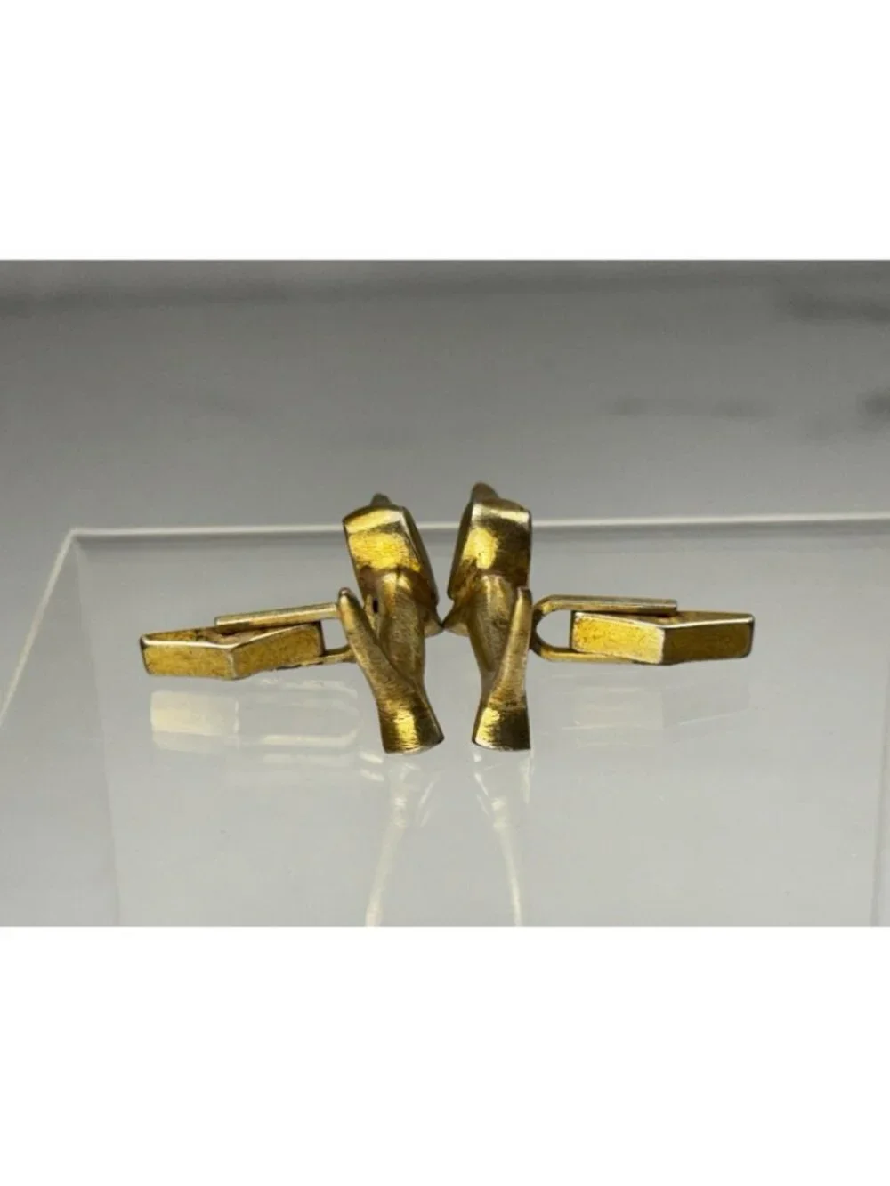 Austria Dachshund Cufflinks Tie Clip Set Wiener Dog Mid Century Brass